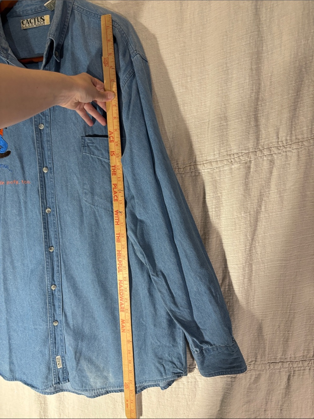 Vintage 90s Disney Goofy Embroidered Denim Button Down Shirt 1XLT Big & Tall - Picture 5 of 9